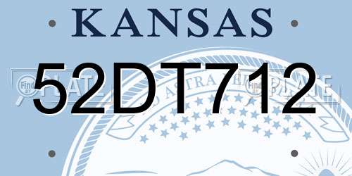 52DT712 Kansas License Plate
