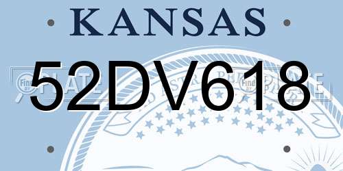 52DV618 Kansas License Plate