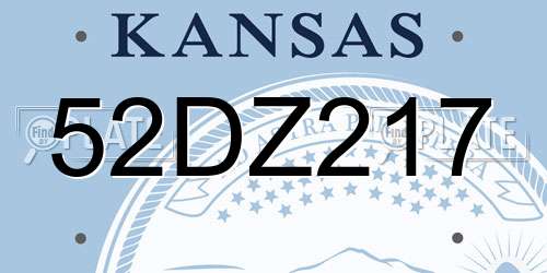 52DZ217 Kansas License Plate