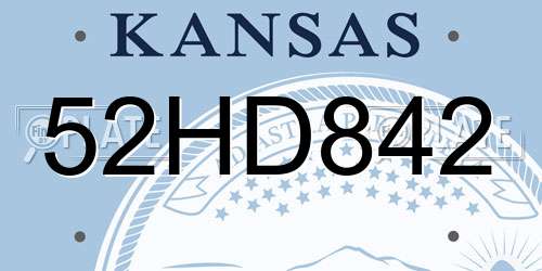 52HD842 Kansas License Plate
