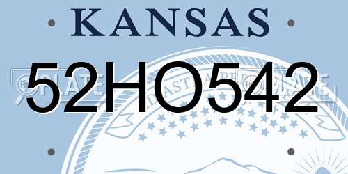 52HO542 Kansas License Plate
