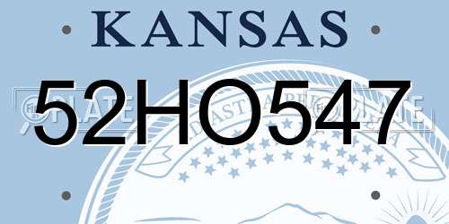 52HO547 Kansas License Plate