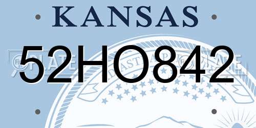 52HO842 Kansas License Plate