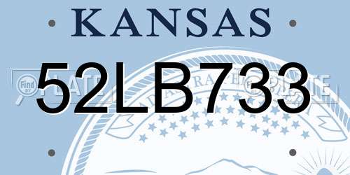 52LB733 Kansas License Plate