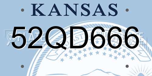 52QD666 Kansas License Plate