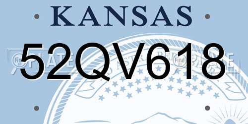 52QV618 Kansas License Plate