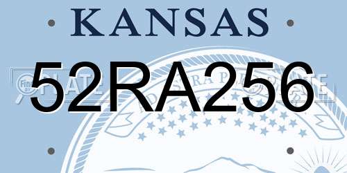 52RA256 Kansas License Plate
