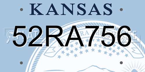 52RA756 Kansas License Plate