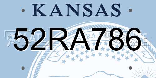 52RA786 Kansas License Plate
