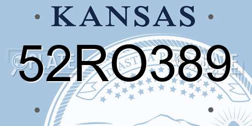 52RO389 Kansas License Plate