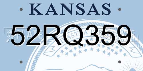 52RQ359 Kansas License Plate