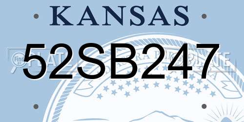 52SB247 Kansas License Plate