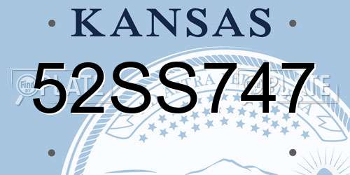 52SS747 Kansas License Plate