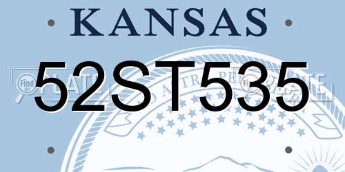 52ST535 Kansas License Plate