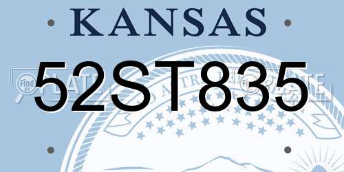 52ST835 Kansas License Plate
