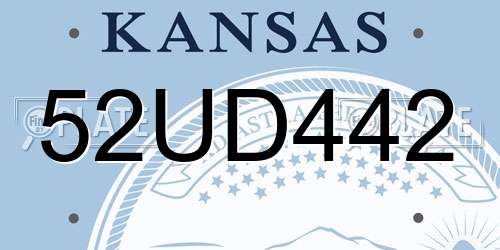 52UD442 Kansas License Plate