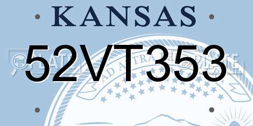 52VT353 Kansas License Plate