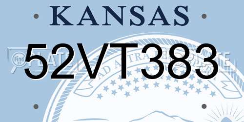52VT383 Kansas License Plate