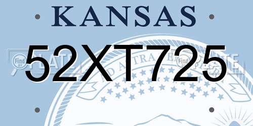 52XT725 Kansas License Plate