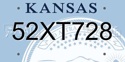 52XT728 Kansas License Plate