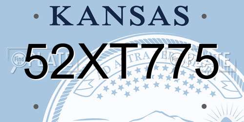 52XT775 Kansas License Plate
