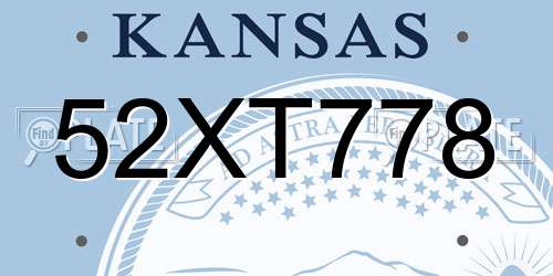 52XT778 Kansas License Plate