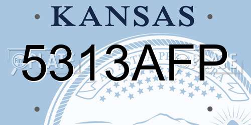 5313AFP Kansas License Plate