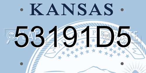 53191D5 Kansas License Plate
