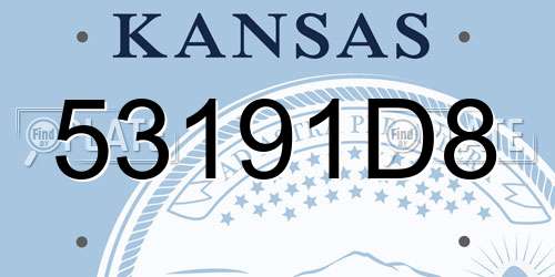 53191D8 Kansas License Plate