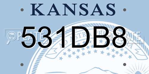 531DB8 Kansas License Plate