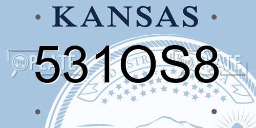 531OS8 Kansas License Plate