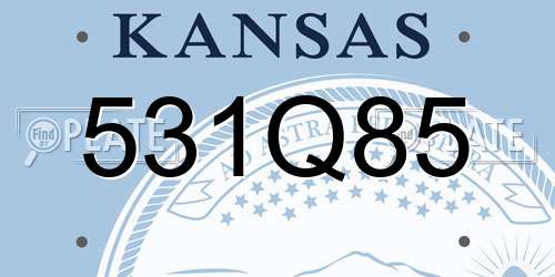 531Q85 Kansas License Plate