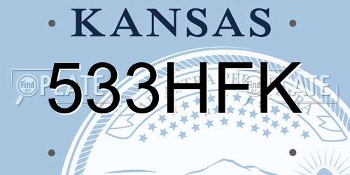 533HFK Kansas License Plate