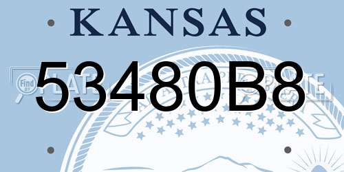 53480B8 Kansas License Plate