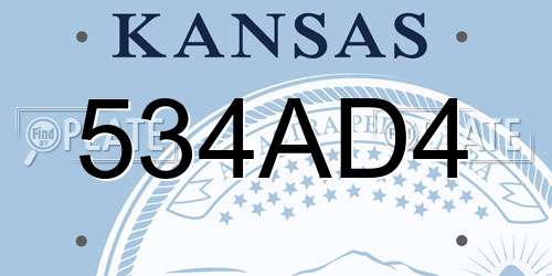 534AD4 Kansas License Plate