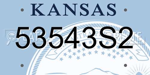 53543S2 Kansas License Plate