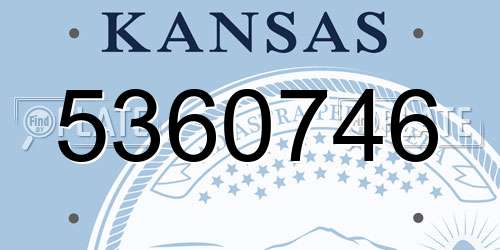 5360746 Kansas License Plate