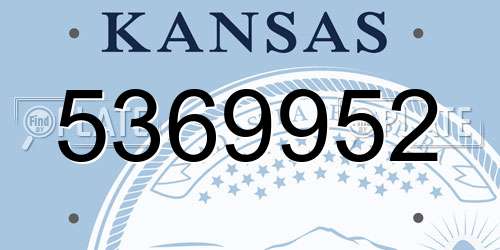 5369952 Kansas License Plate