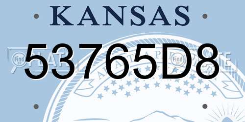 53765D8 Kansas License Plate