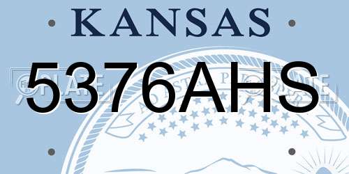 5376AHS Kansas License Plate