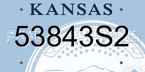53843S2 Kansas License Plate