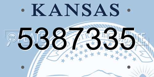 5387335 Kansas License Plate
