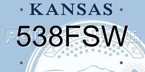 538FSW Kansas License Plate