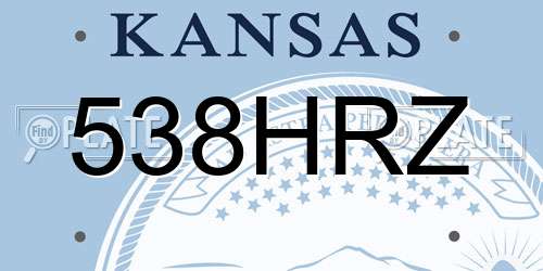 538HRZ Kansas License Plate