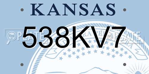 538KV7 Kansas License Plate