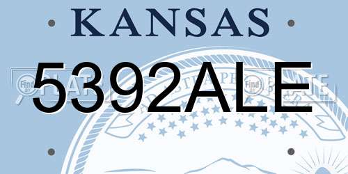 5392ALE Kansas License Plate