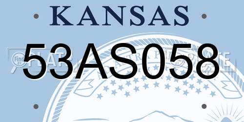 53AS058 Kansas License Plate