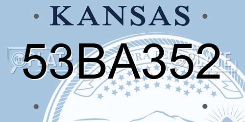 53BA352 Kansas License Plate