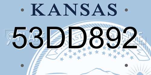 53DD892 Kansas License Plate