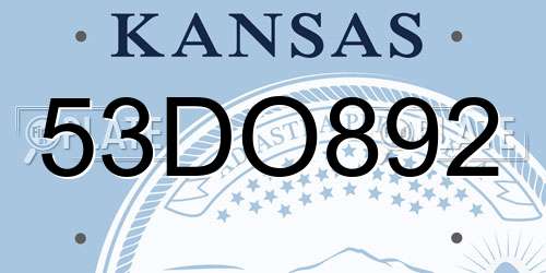 53DO892 Kansas License Plate
